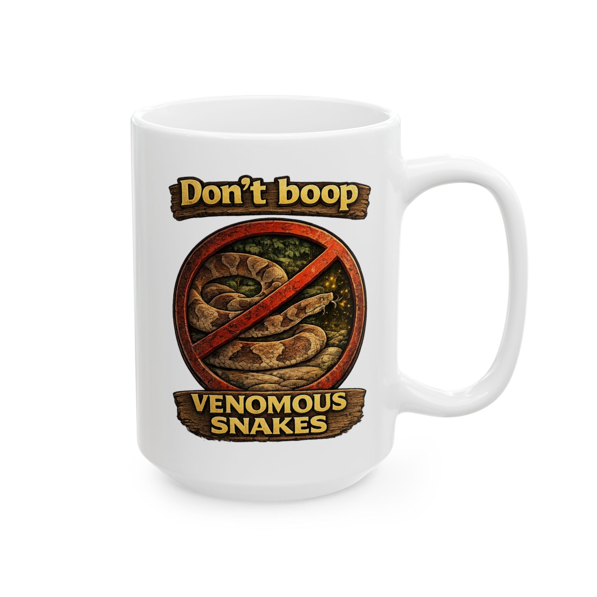 Dont Boop Venomous Snakes 15oz Mug Featuring a Copperhead