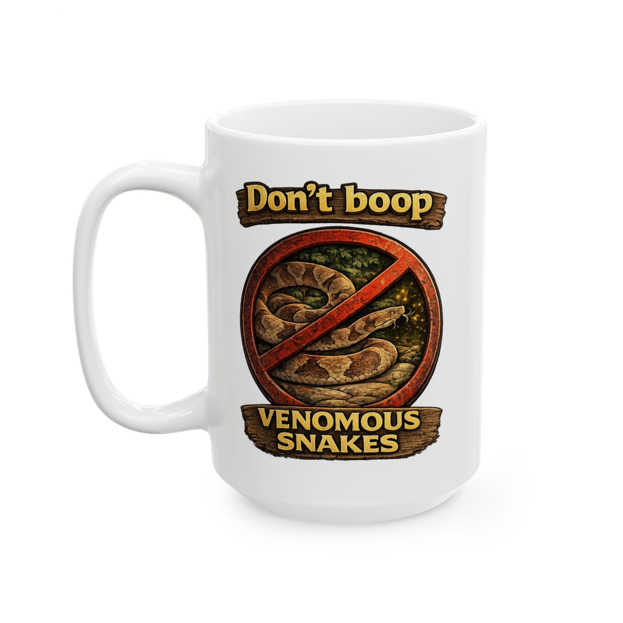 Dont Boop Venomous Snakes 15oz Mug Featuring a Copperhead