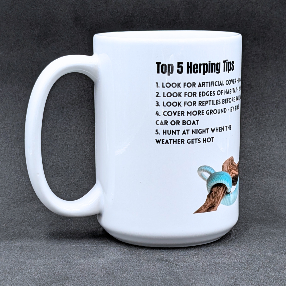 Blue Insularis Pit Viper Mug with Herping Tips (15oz)